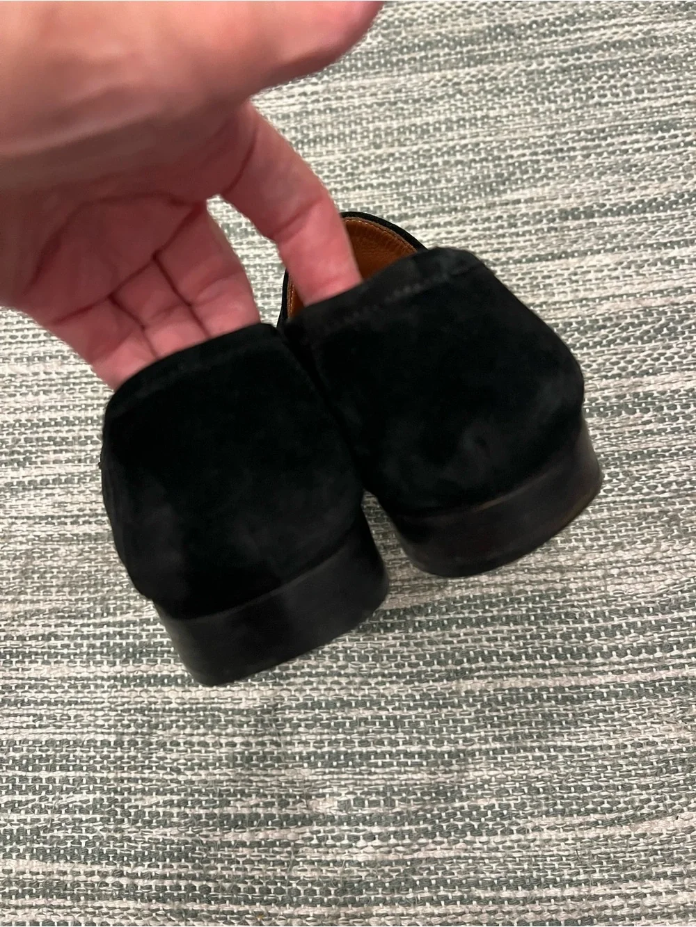 Allen Edmonds Black Suede Loafers with Silver Bit